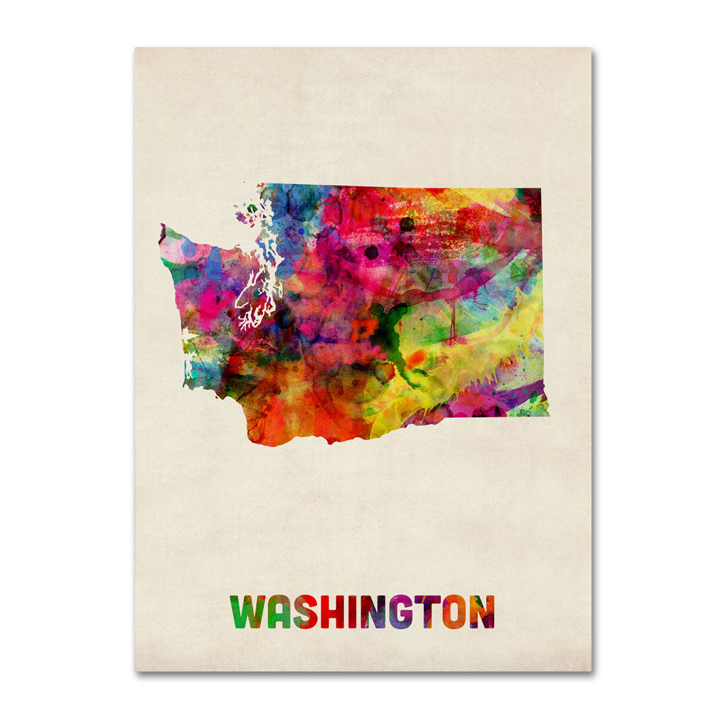 Michael Tompsett Washington Map 14 x 19 Canvas Art Image 1