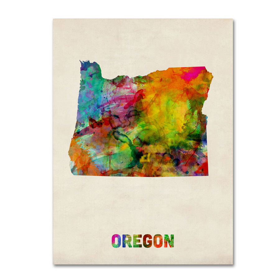 Michael Tompsett Oregon Map 14 x 19 Canvas Art Image 1
