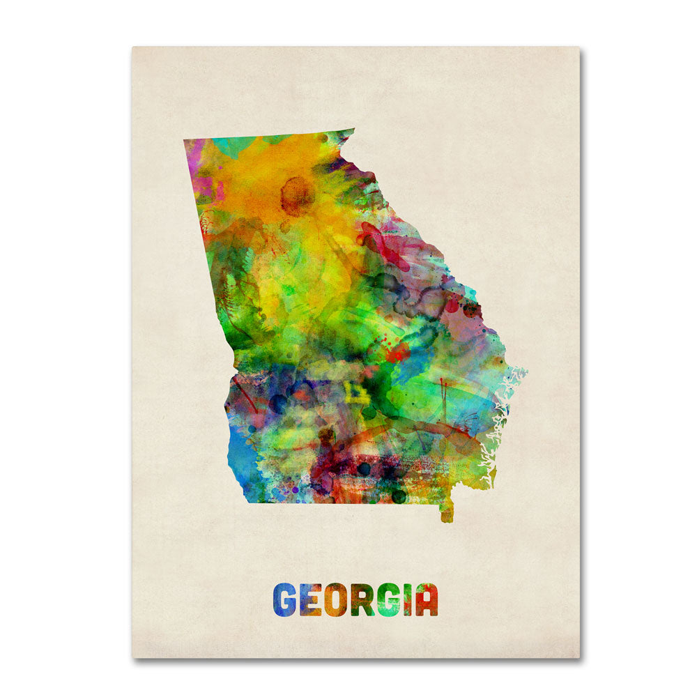 Michael Tompsett Georgia Map 14 x 19 Canvas Art Image 1