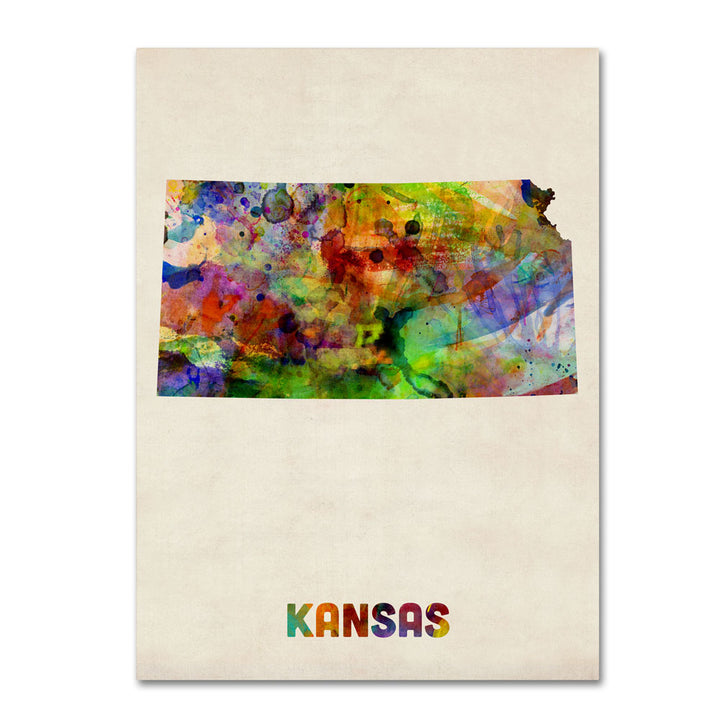 Michael Tompsett Kansas Map 14 x 19 Canvas Art Image 1