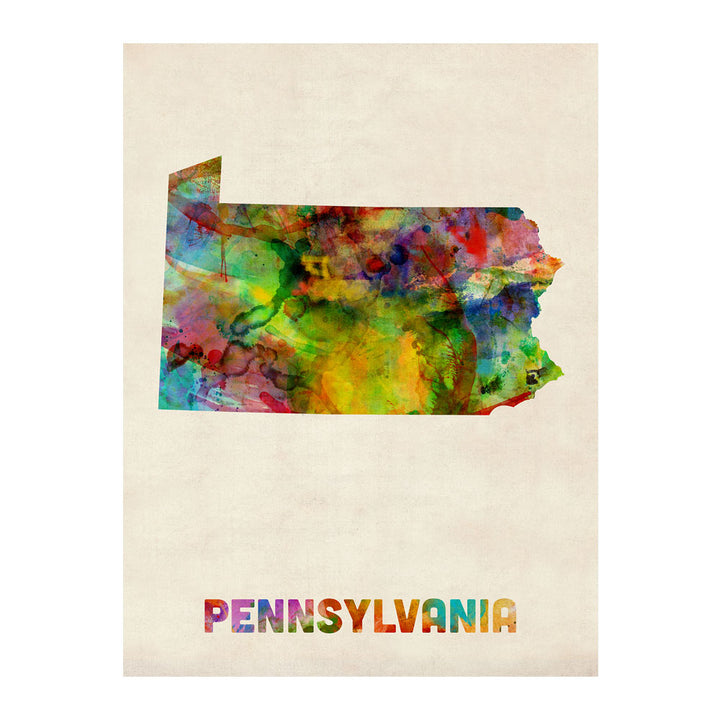 Michael Tompsett Pennsylvania Map 14 x 19 Canvas Art Image 1