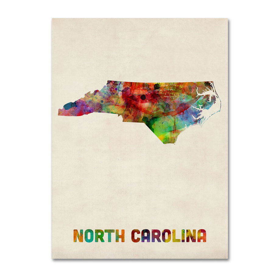 Michael Tompsett North Carolina Map 14 x 19 Canvas Art Image 1