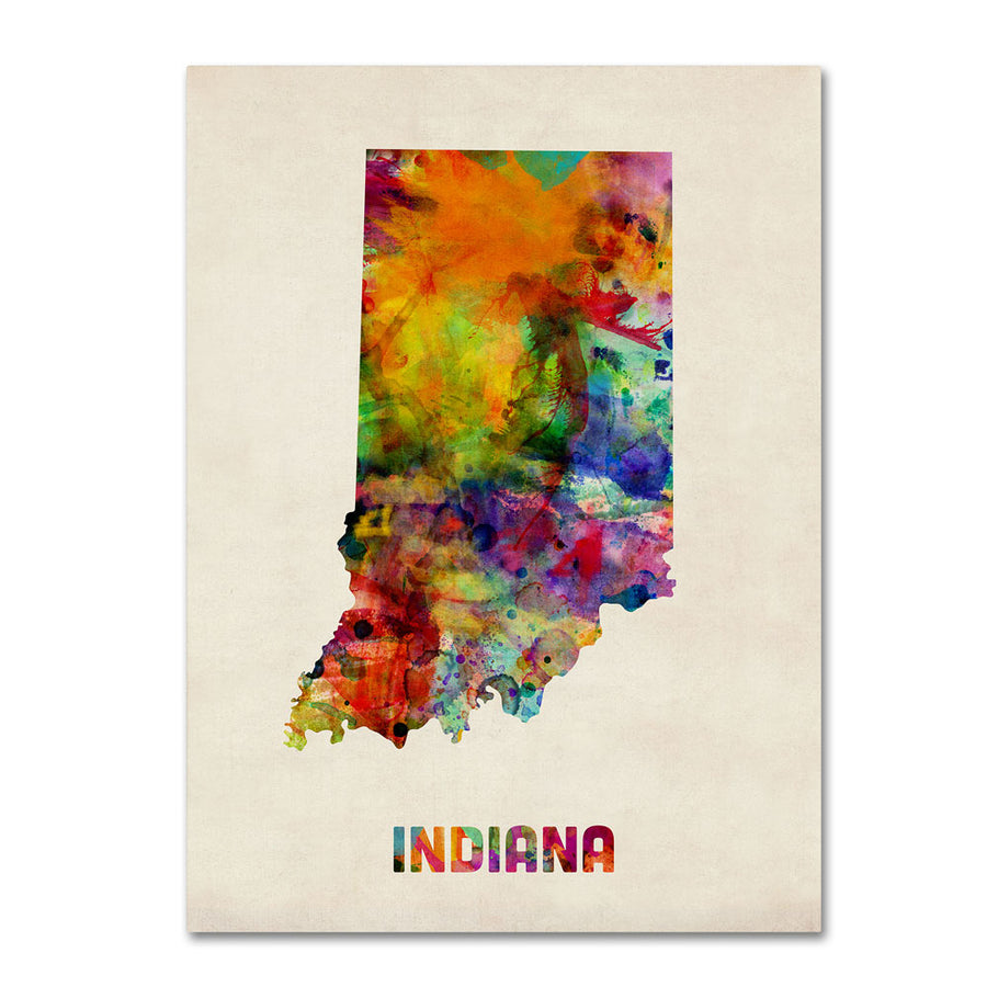 Michael Tompsett Indiana Map 14 x 19 Canvas Art Image 1