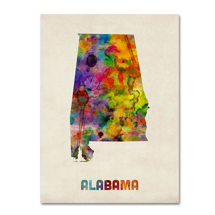 Michael Tompsett Alabama Map 14 x 19 Canvas Art Image 1