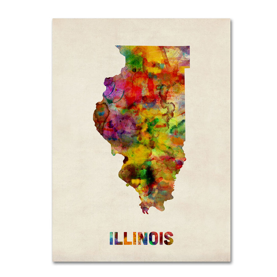 Michael Tompsett Illinois Map 14 x 19 Canvas Art Image 1