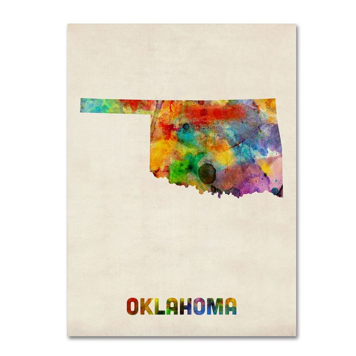 Michael Tompsett Oklahoma Map 14 x 19 Canvas Art Image 1