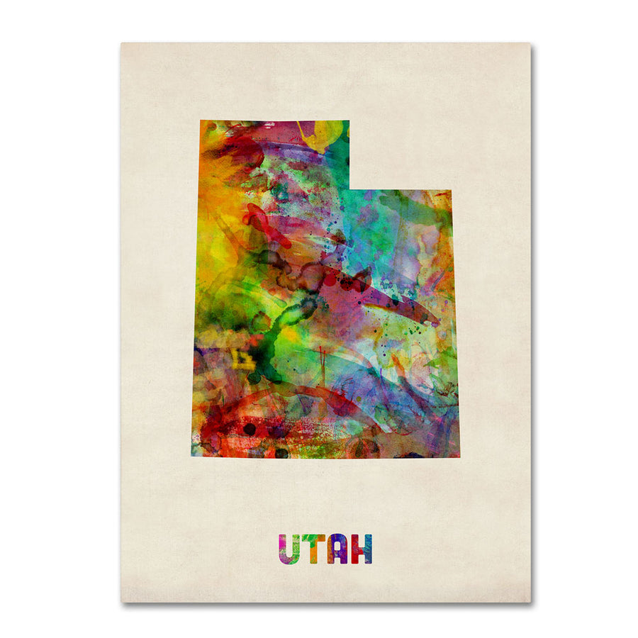 Michael Tompsett Utah Map 14 x 19 Canvas Art Image 1