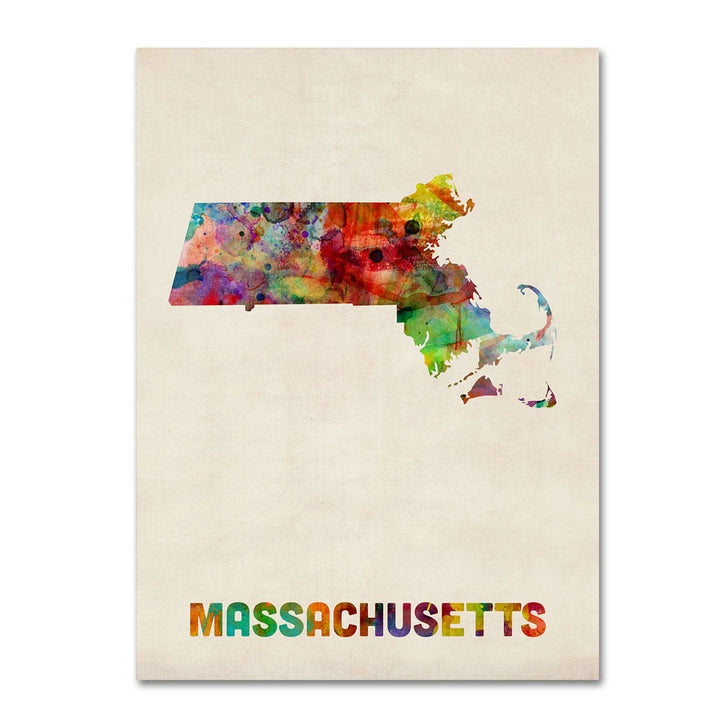 Michael Tompsett Massachusetts Map 14 x 19 Canvas Art Image 1