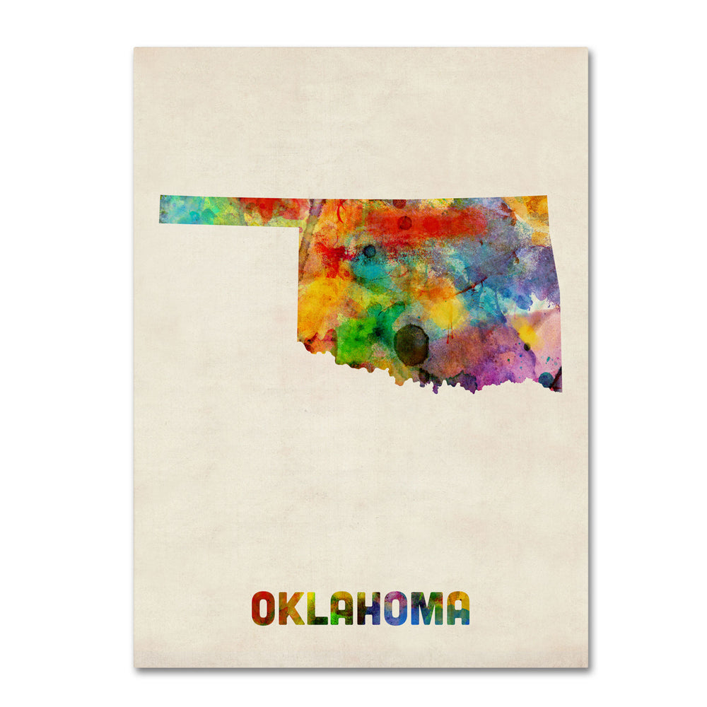Michael Tompsett Oklahoma Map 14 x 19 Canvas Art Image 2