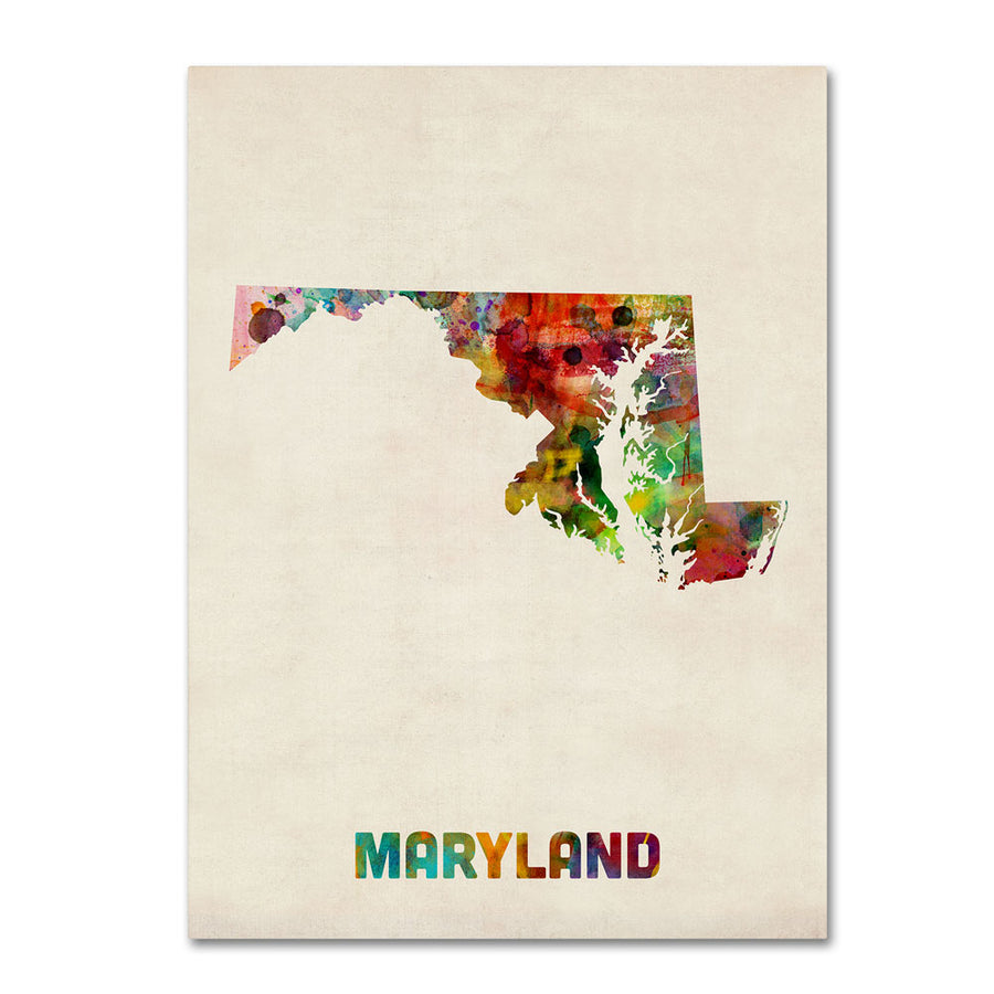Michael Tompsett Maryland Map 14 x 19 Canvas Art Image 1