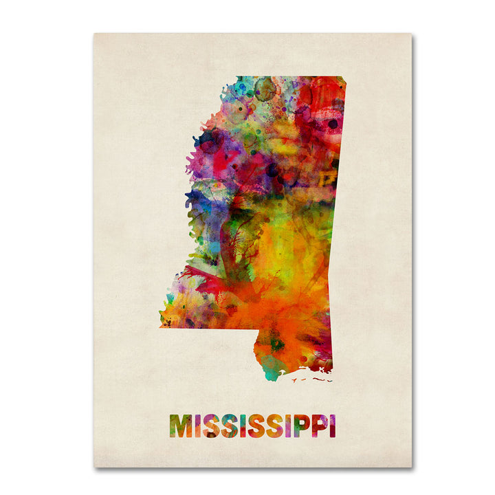 Michael Tompsett Mississippi Map 14 x 19 Canvas Art Image 1