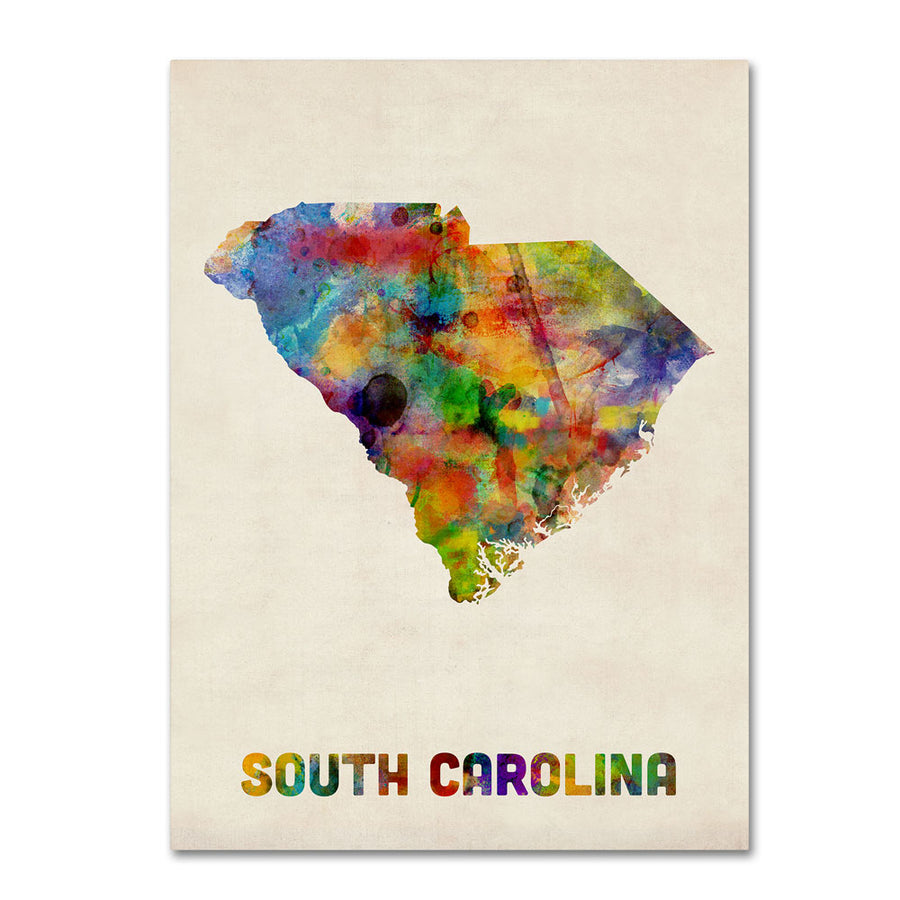 Michael Tompsett South Carolina Map 14 x 19 Canvas Art Image 1