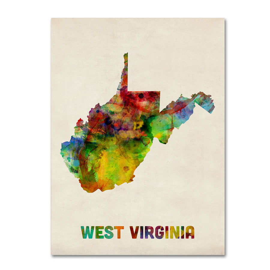 Michael Tompsett West Virginia Map 14 x 19 Canvas Art Image 1