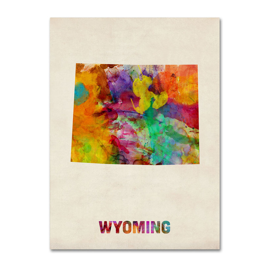 Michael Tompsett Wyoming Map 14 x 19 Canvas Art Image 1