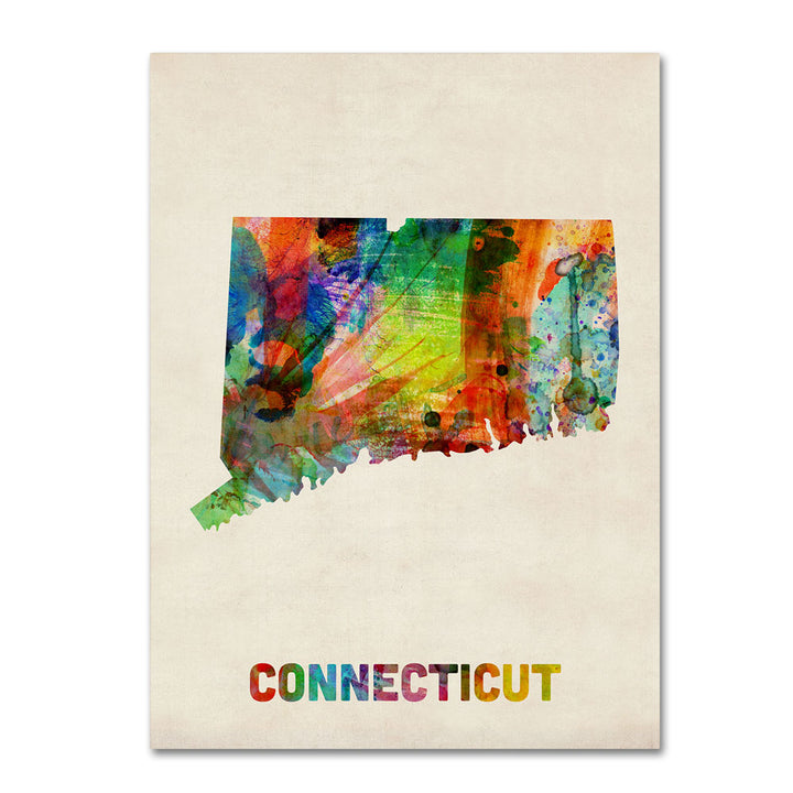 Michael Tompsett Connecticut Map 14 x 19 Canvas Art Image 1