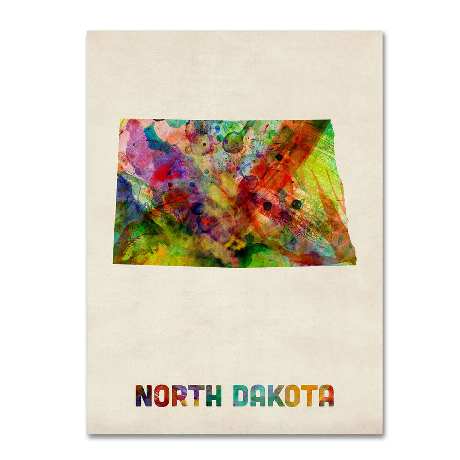 Michael Tompsett North Dakota Map 14 x 19 Canvas Art Image 1