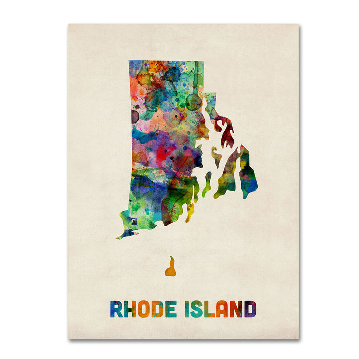 Michael Tompsett Rhode Island Map 14 x 19 Canvas Art Image 1