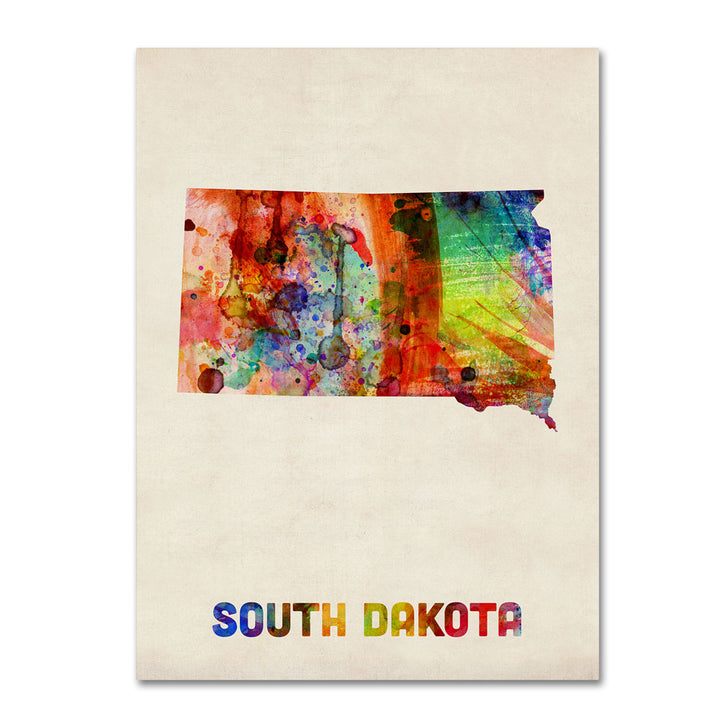 Michael Tompsett South Dakota Map 14 x 19 Canvas Art Image 1