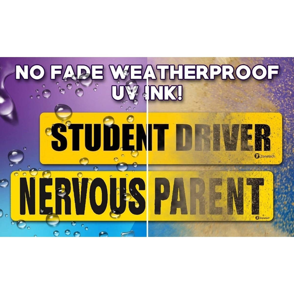 Zone Tech STUDENT DRIVER And NERVOUS PARENT Magnetic REFLECTIVE Car Magnets Image 2