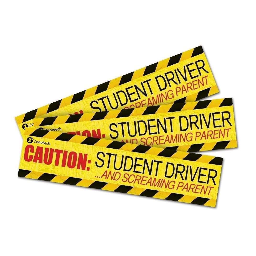 Zone Tech 3 Caution Student Driver and Screaming Parent Magnets Bumper Decal Image 1