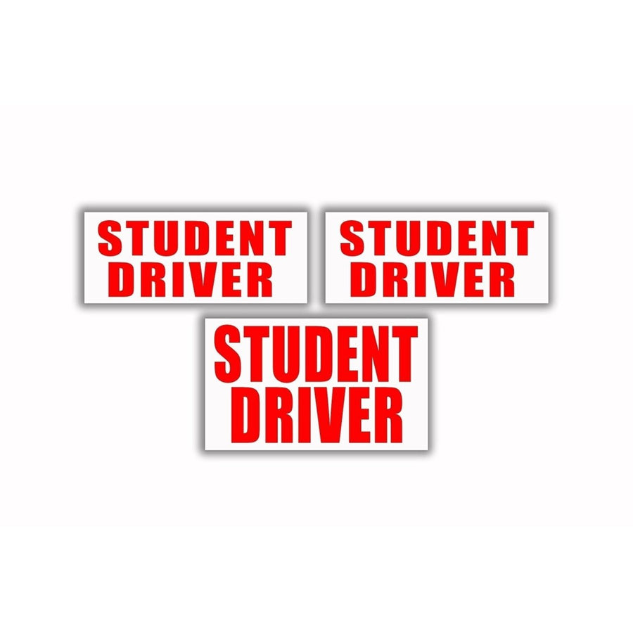 Zone Tech Red on White 3x Student Driver Magnets Bumper Vehicle Car Decal Signs Image 1