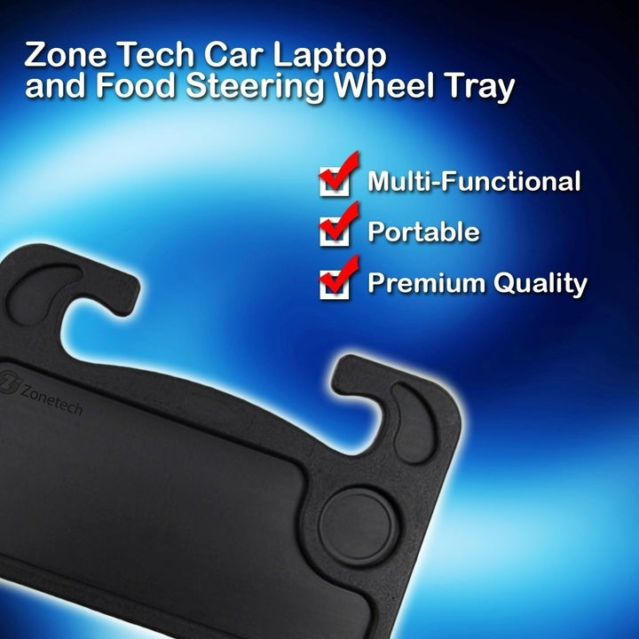 Zone Tech Black Car Laptop and Food Steering Wheel Tray Image 5