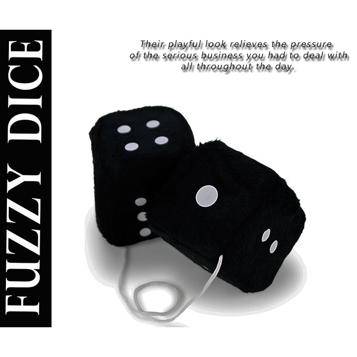 Zone Tech A Pair Black Car Fuzzy Hanging Dice Image 5