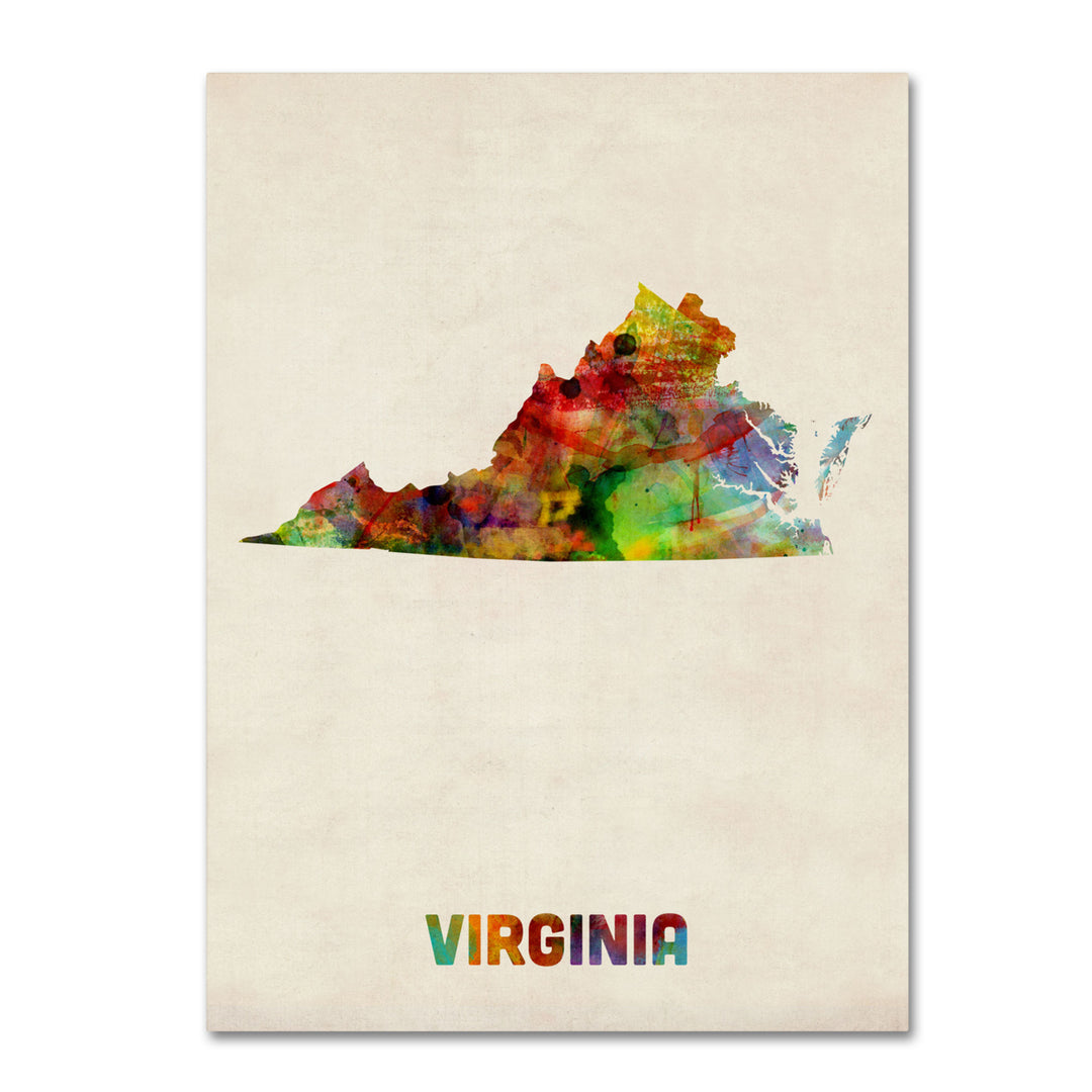 Michael Tompsett Virginia Map Canvas Wall Art 35 x 47 Image 1