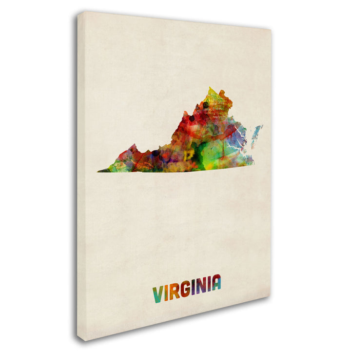 Michael Tompsett Virginia Map Canvas Wall Art 35 x 47 Image 2