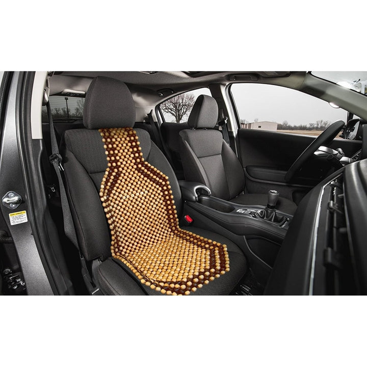 Zone Tech 2x Two Tone Natural Wooden Massage Car Seat Office Chair Beaded Cushion Image 2