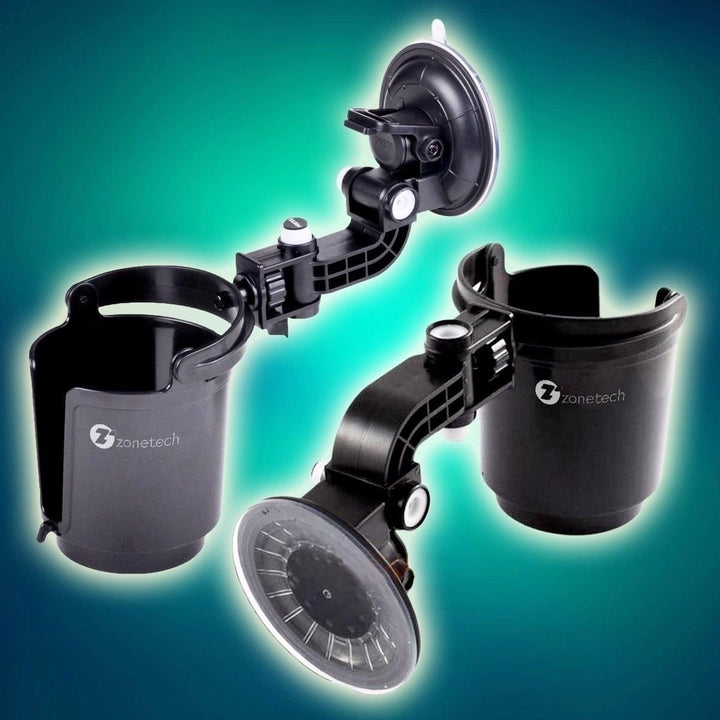 Zone Tech Recessed Sturdy Black Folding Vehicle Adjustable Drink Car Cup Holder Image 5