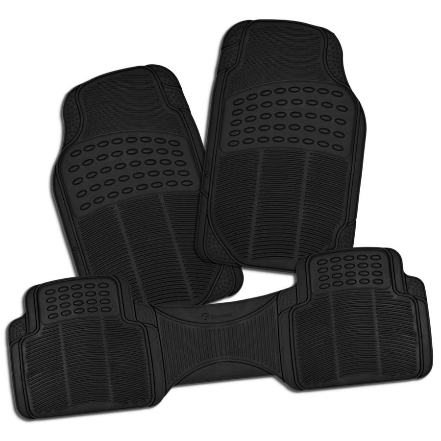 Zone Tech Set of 3-Piece Car Vehicle Floor Mat Universal Fit Rubber Black All Weather Image 1