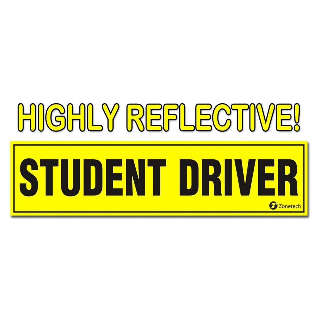 Zone Tech Student Driver Reflective Magnet Magnetic Car Bumper Warning Sign Decal Image 1