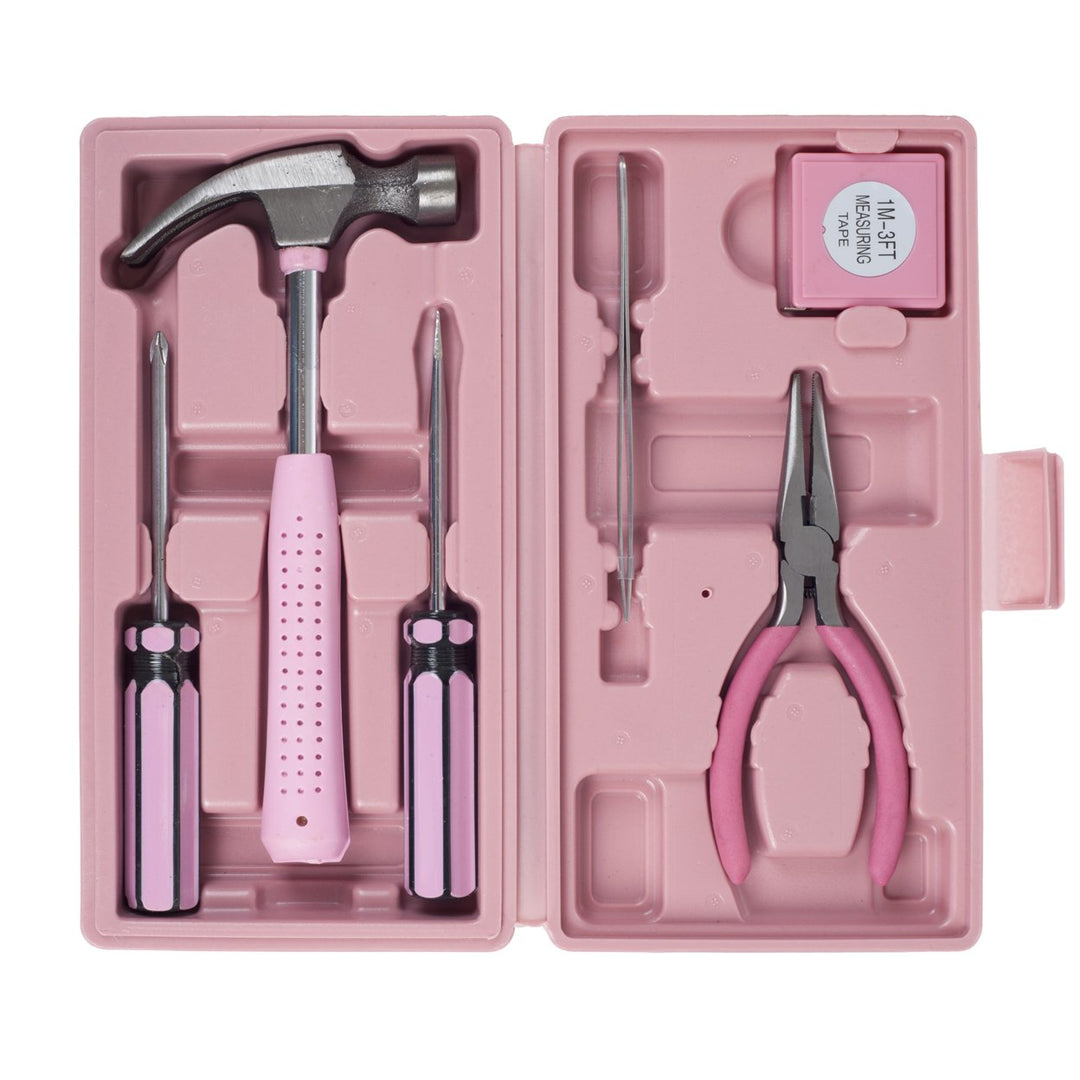 Stalwart 7 Piece Pink Tool Kit Household Office Auto Emergency Tools Set Image 4