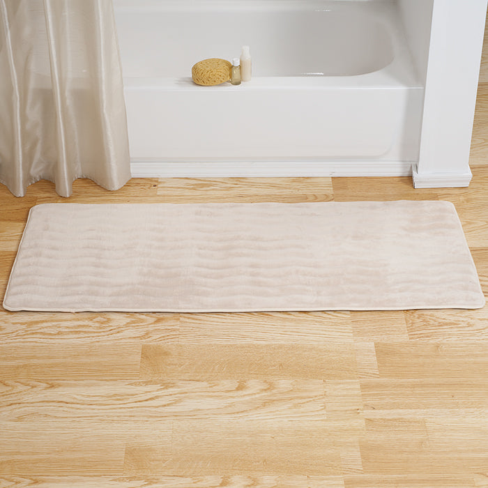 Lavish Home Memory Foam Extra Long Bath Rug Mat - Ivory - 24x60 Image 1