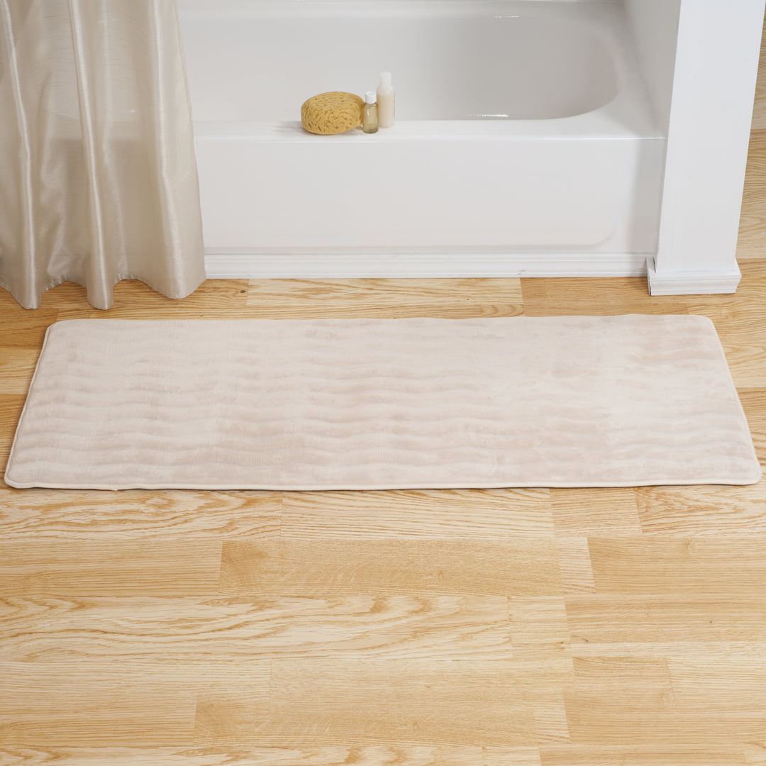 Lavish Home Memory Foam Bath Rug Mat Ivory 24x60 Extra Long Soft Absorbent Image 2