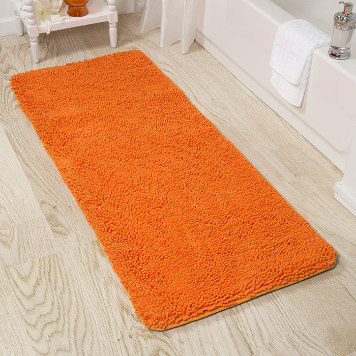 Lavish Home Memory Foam Shag Bath Mat 2x5 Feet Orange Polyester Chenille Non-Slip Image 1