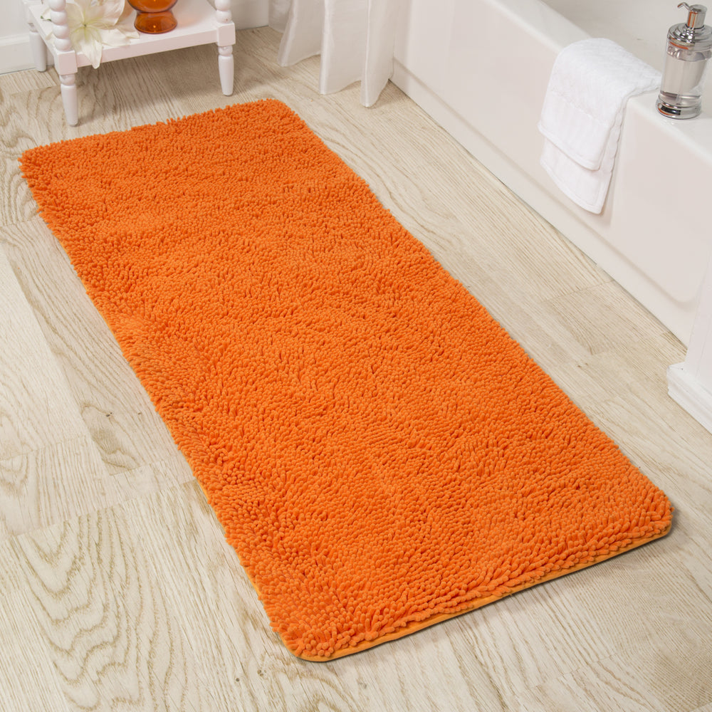 Lavish Home Memory Foam Shag Bath Mat 2-feet by 5-feet - Orange Image 2