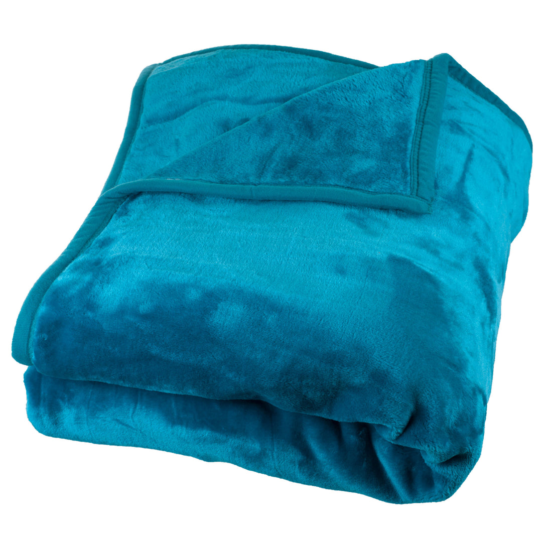 Lavish Home Solid Soft Heavy Thick Plush Mink Blanket 8 pound - Aqua Image 3