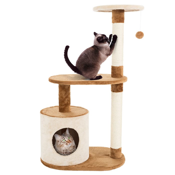 Cat Tree Condo 3 tier 37.5in high with condo and scratching posts bro Image 1