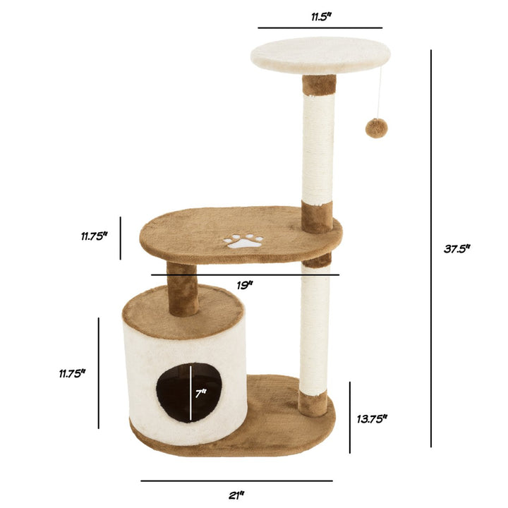 Cat Tree Condo 3 tier 37.5in high with condo and scratching posts bro Image 3