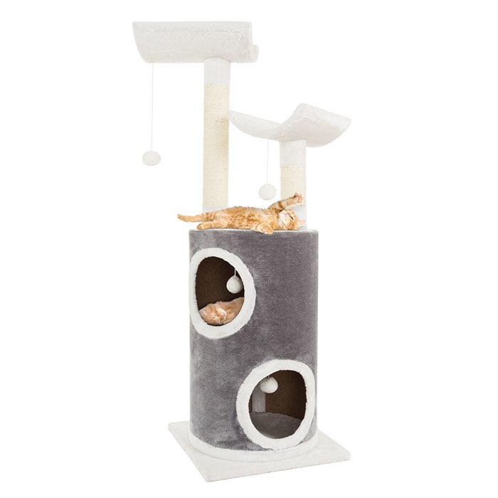 PETMAKER 5 Tier Cat Tree 44.75in Gray and White Double Decker Condo 4 Toys 2 Posts Image 1