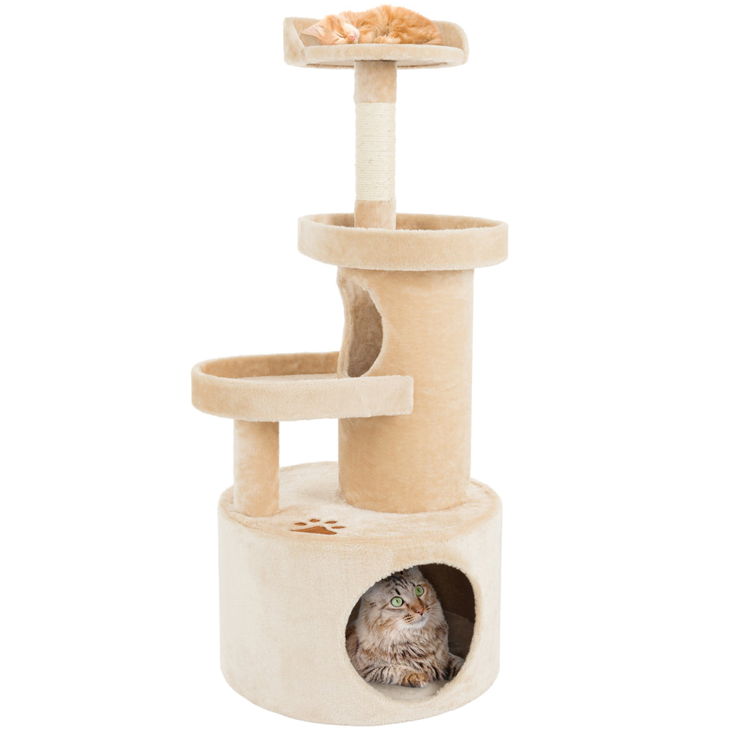 PETMAKER Cat Tree Condo 43in Tan 4 Tier with Tunnel Scratching Post for Cats Image 2