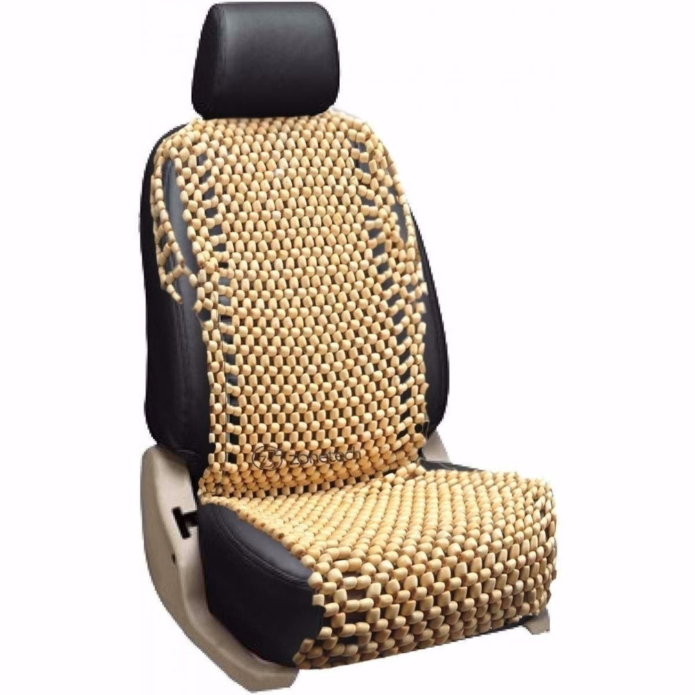 Zone Tech Natural Wooden Beaded Car Seat Chair Cover Massage Cool Cushion Beads Image 2