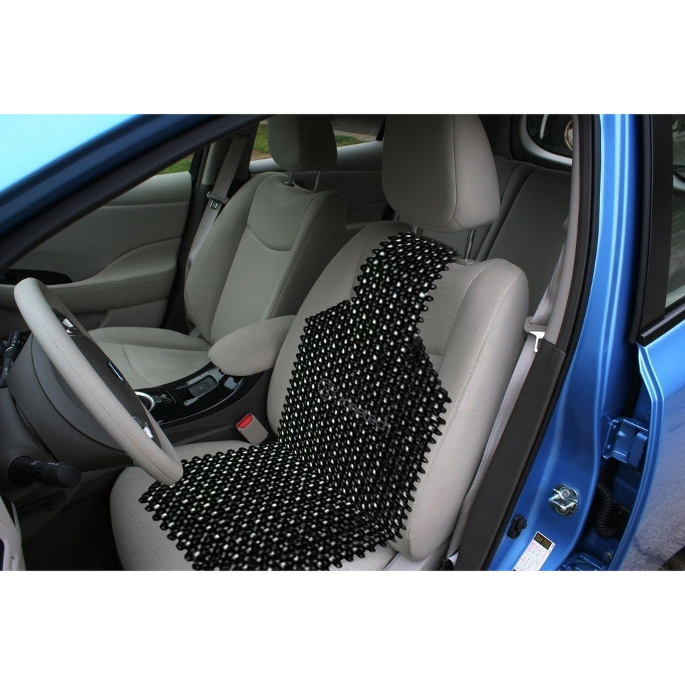 Zone Tech Black Wooden Beaded Massaage Car Vehicle Chair Seat Cushion Image 2