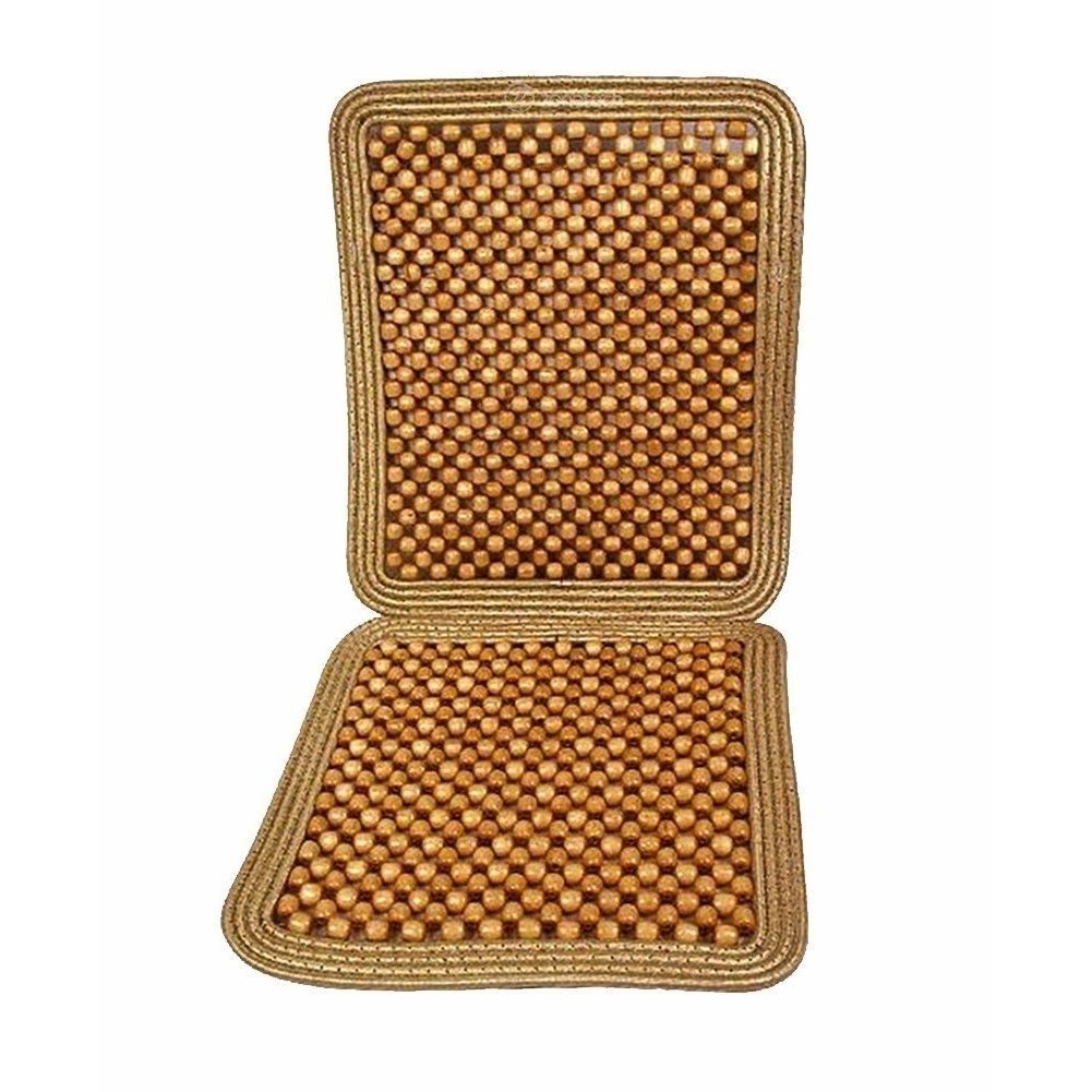 Zone Tech Natural Wooden Beaded Massage Seat Cushion Car Home Chair Cover Tan Image 1