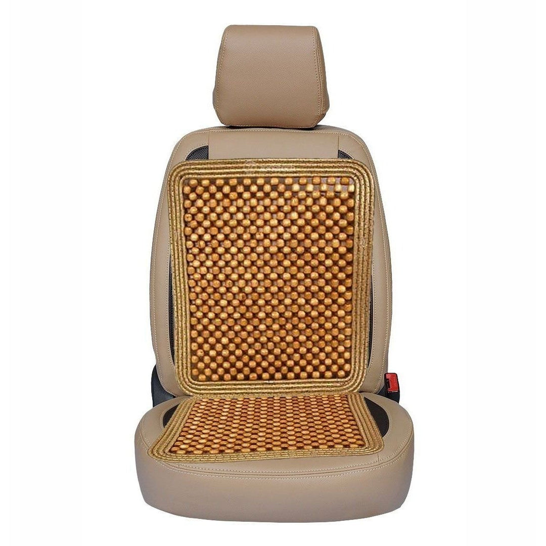 Zone Tech Natural Wooden Beaded Massage Seat Cushion Car Home Chair Cover Tan Image 5