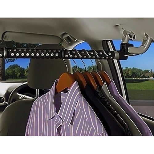 Zone Tech Expandable Car Clothes Hanger Clothing Rod Bar Garment Rack Holder Image 3