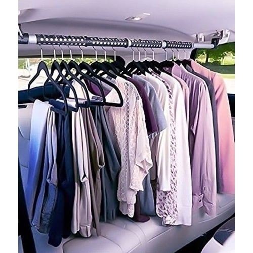 Zone Tech Expandable Car Clothes Hanger Clothing Rod Bar Garment Rack Holder Image 4