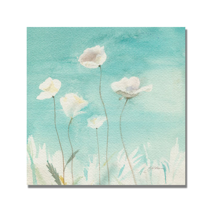 Sheila Golden White Poppies Huge Canvas Art 35 x 35. Image 1